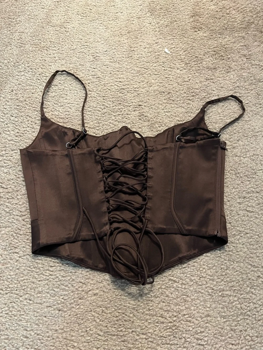 Brown Satin Corset Top - Picture 3 of 5